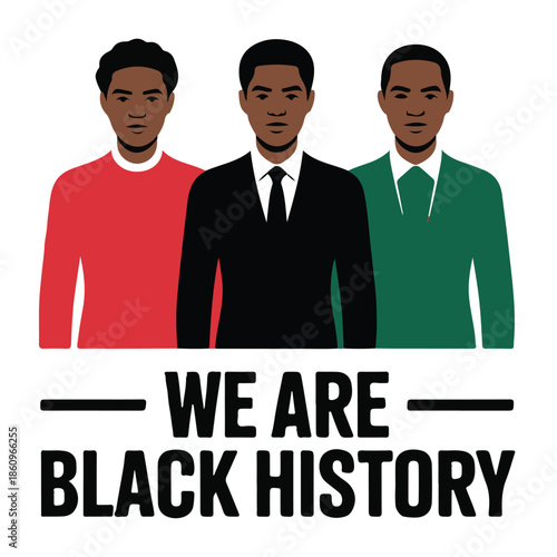 Black Men in Red, Black, and Green Suits Celebrating Black History