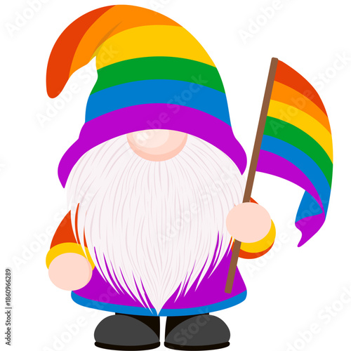 Fotografía Cute gnome character in rainbow colors celebrating Pride Month, LGBTQ diversity, equality, and love