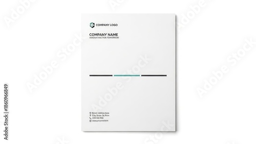 Professional and minimalist letterhead template featuring a company logo, name, and contact details, ideal for business branding and official docume...