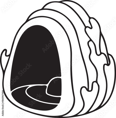 Stylized stylized organic shape with internal layers and external wavy details