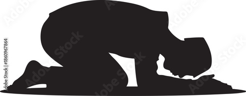 Black silhouette of a sleeping person with a pillow and blanket