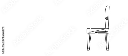 Continuous line drawing of wooden chair furniture minimalist vector illustration