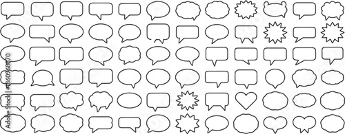 Collection of diverse speech bubble shapes and styles on white background talk bubble thought bubble