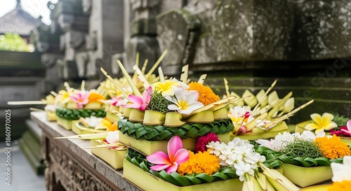 Wallpaper Mural Balinese Hindu Canang Sari flower offerings. Torontodigital.ca