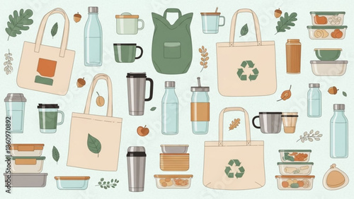 Eco friendly reusable bags and sustainable living essentials