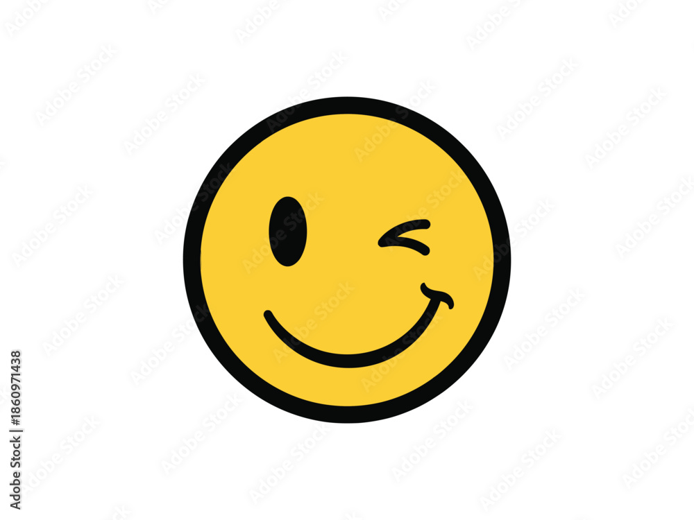 Fototapeta premium Happy Face Winking Icon Symbol Graphic Design Element