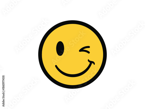 Happy Face Winking Icon Symbol Graphic Design Element