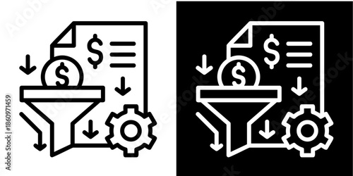 Sales Pipeline Iconset White Style Collection