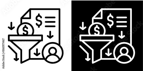 Sales Pipeline Iconset White Style Collection