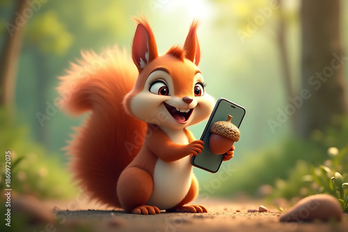 Squirrel taking a selfie with acorn