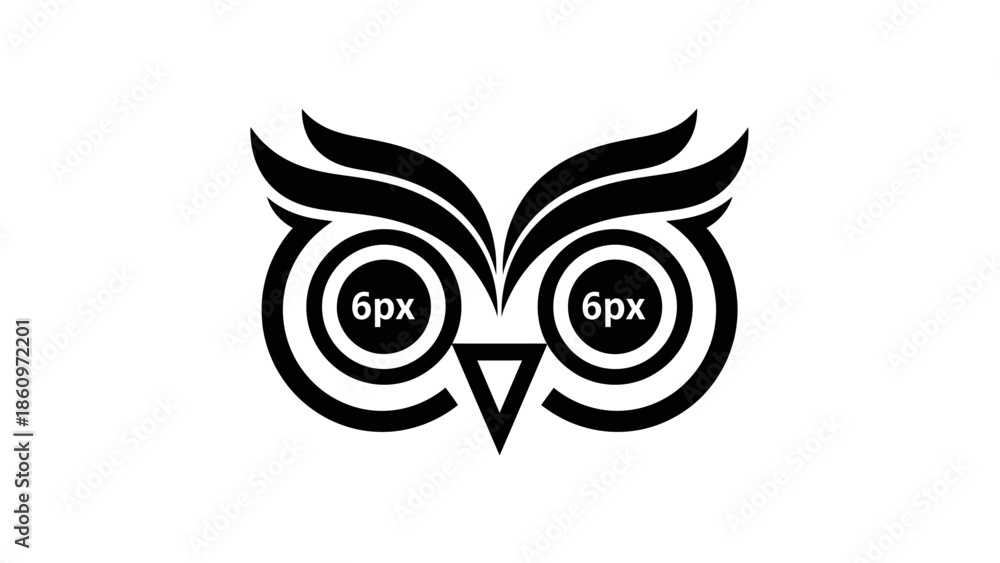 Obraz premium Stylized black and white owl logo design with geometric shapes for corporate identity