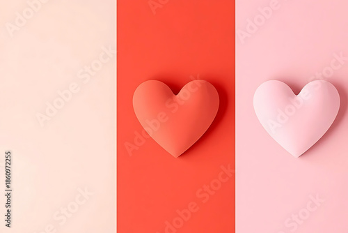 Three hearts on colorful background