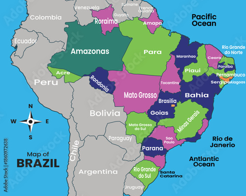 A colorful mosaic style map of South America made from harlequin circles showing the continent in a creative geographic design