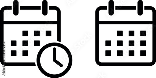 Calendar date icon set. Planner. Meeting deadlines. Vector EPS 10. Isolated on white background