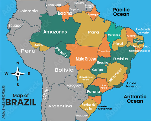 A colorful mosaic style map of South America made from harlequin circles showing the continent in a creative geographic design