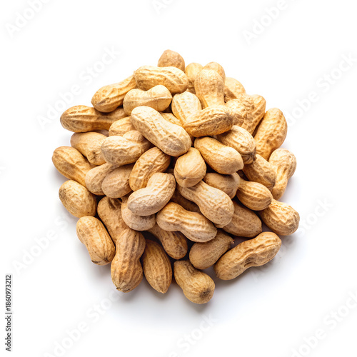 clean peeled peanuts on isolated white background
