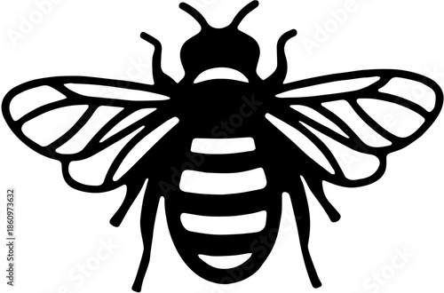 vector illustration of a black and white bee silhouette art design