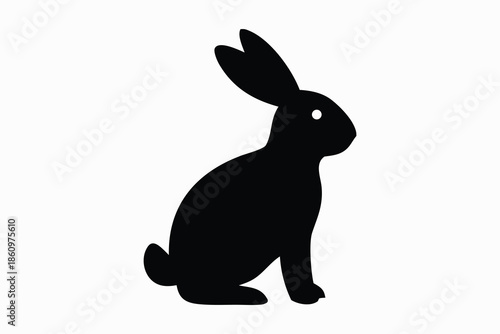 Easter bunny silhouette vector, Rabbit silhouette vector, jumping rabbit, isolated on white background