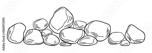 Stack of natural polished stones forming a decorative border, perfect for spa branding, natural product packaging, or tranquil lifestyle promotions.