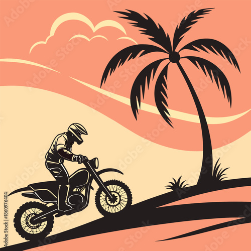 silhouette of a motorcycle on the beach