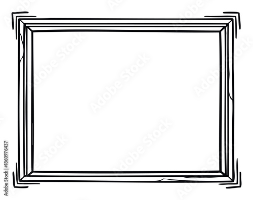 Decorative outlined rectangle frame with a thick sketchy appearance providing a versatile graphic element for various visual communication projects and creative compositions.
