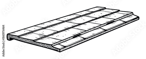 Stylized monochrome drawing of interlocking roof tiles ideal for showcasing architectural blueprints, building supplies, and housing infrastructure.