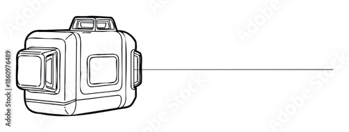 Laser level measurement tool for precise alignment and leveling tasks in construction and surveying, useful for technical diagrams and building instruction manuals.