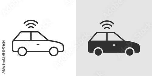 Connected Car Icon representing smart vehicles, IoT-enabled cars, real-time connectivity, and advanced automotive technology.