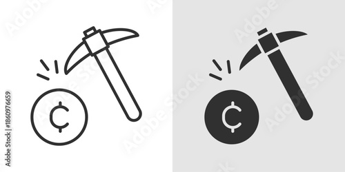 Crypto Mining Icon representing cryptocurrency mining, blockchain validation, and digital asset generation through computational processes.