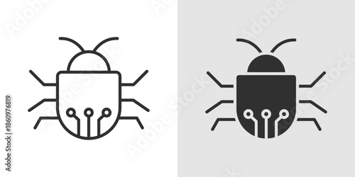 Cyber Bug Icon representing malware, viruses, software bugs, and cybersecurity threats in digital systems and networks.