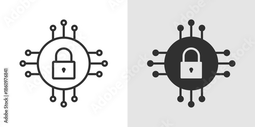 Cyber Protection Icon representing security measures, data safety, and defense against digital threats in networks and IT systems.