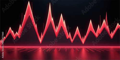 Abstract red audio waveform visualizing sound energy, rhythm, and digital signal dynamics.