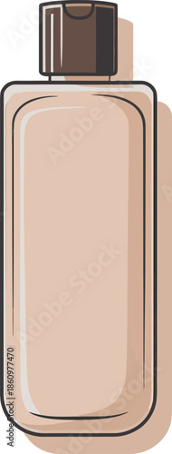 Blank Rectangular Cosmetic Bottle With Brown Flip Cap