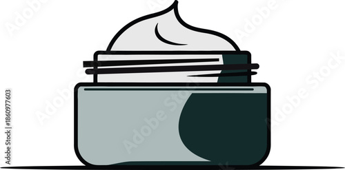 Open Facial Moisturizer Cream Jar With White Texture