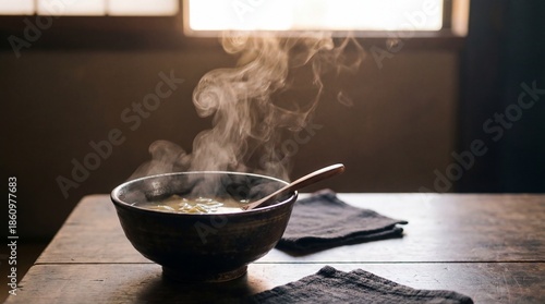 A close-up shot of a steami...