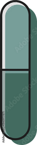 Green Medical Capsule Pill Illustration for Health Icon