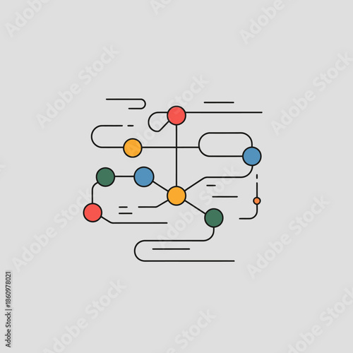 Abstract Network Logic Flow with Colorful Connection Nodes