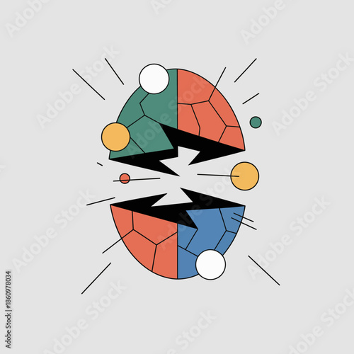 Abstract Symmetrical Brain Concept with Geometric Shapes