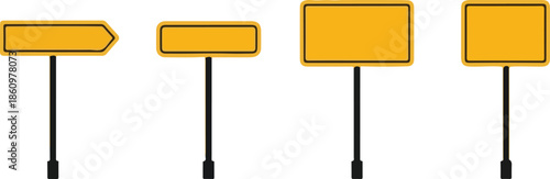 Set of various blank signboards on