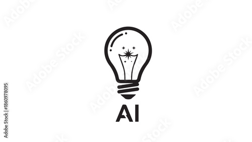 A simple black and white illustration of a lightbulb with the letters AI underneath