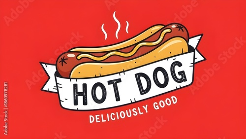 Hot Dog Logo Illustration Design 