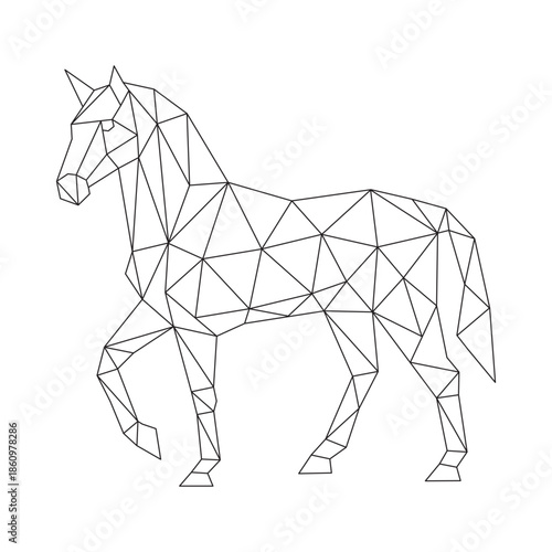 Polygonal line art of horse vector