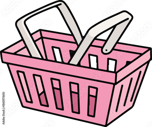 Pink shopping basket with handles on