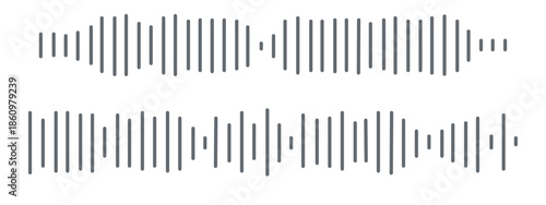 Vector audio sound wave icons, illustrating wave forms, voice ,or digital equalizer patterns in a simple black and white line style.	