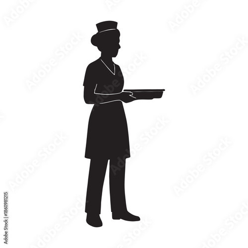Nurse Silhouette – Healthcare Medical Worker Vector Illustration Isolated on White Background