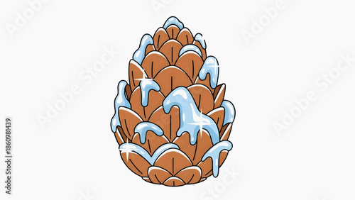 Flat vector illustration of an icy cone with snow