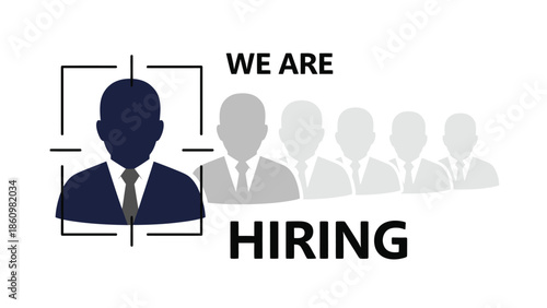Recruitment and Job Search Banner with Candidate Silhouette in Target Crosshair
