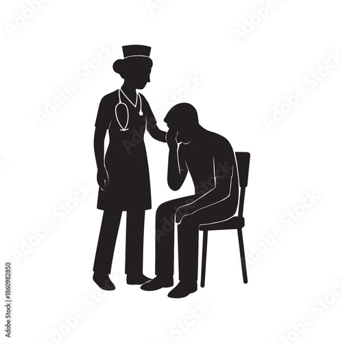 Nurse Silhouette – Healthcare Medical Worker Vector Illustration Isolated on White Background