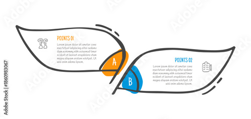 hand drawn doodle sketch comparison concept for infographic template banner with long leaf box container side by side with two point list information