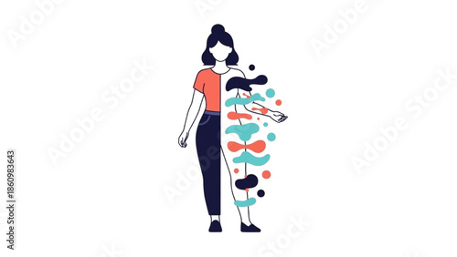 Woman sharing a joyful moment with her daughter in a colorful illustration